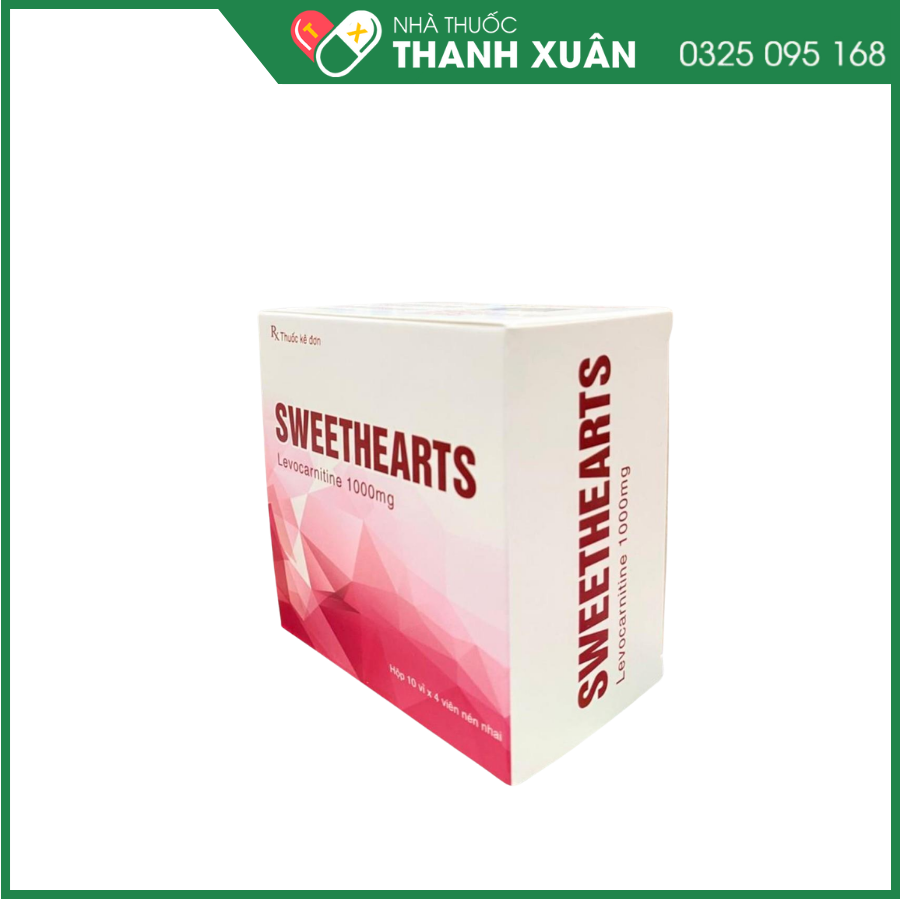 Sweethearts 1000mg điều trị thiếu hụt carnitin nguyên phát và thứ phát